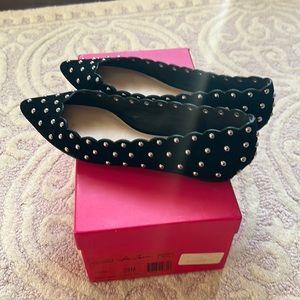 Isa Tapia Dora Studded Suede Flats Size 38 Black